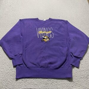 Vintage Minnesota Vikings Sweater Mens XL Purple Weave NFL Football Crewneck 90s
